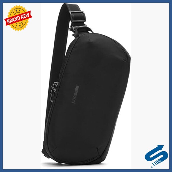 Anti-Theft Sling Bag with Lockable Zippers RFID Blocking Recycled Polyester